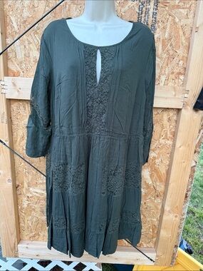 torrid Olive Green Tunic with Lace Insets
